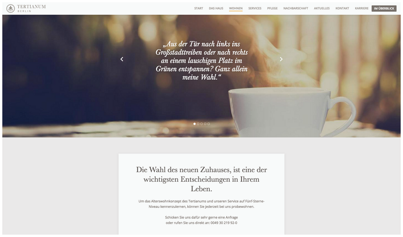 Tertianum Premium Residences Website Wohnen Seite