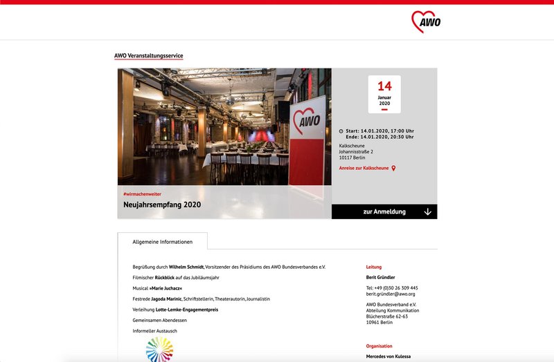 AWO Website Ausschnitt