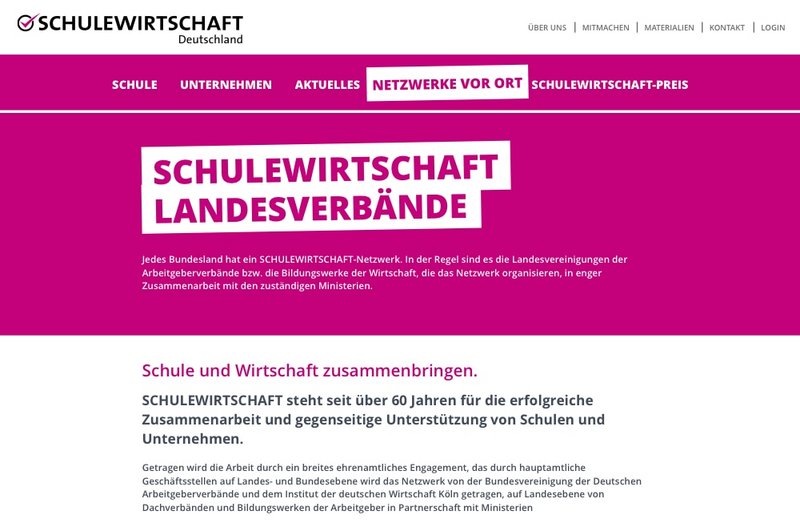 Schulewirtschaft Website Landesverbände Seite