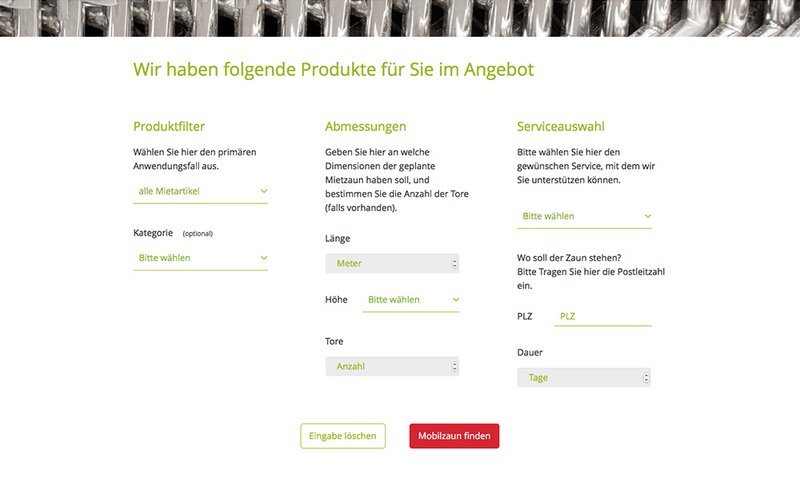 Zaunteam Website Produkte Übersicht