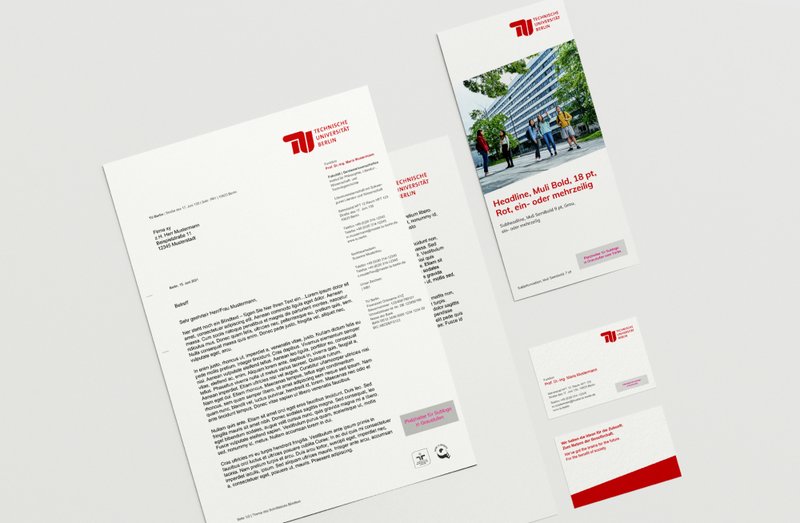 TU Berlin Briefpapier und Flyer im Corporate Design