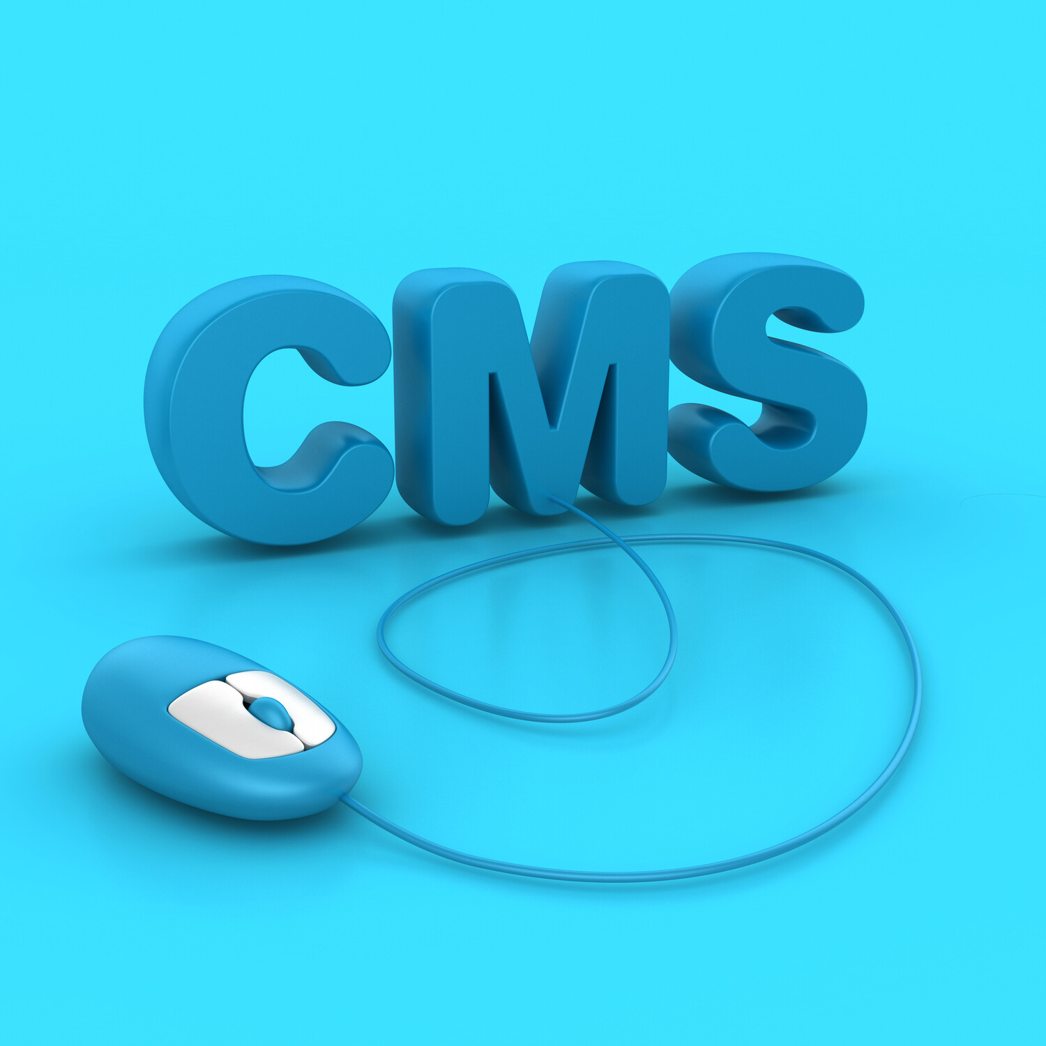 content management system cms schriftzug mit maus