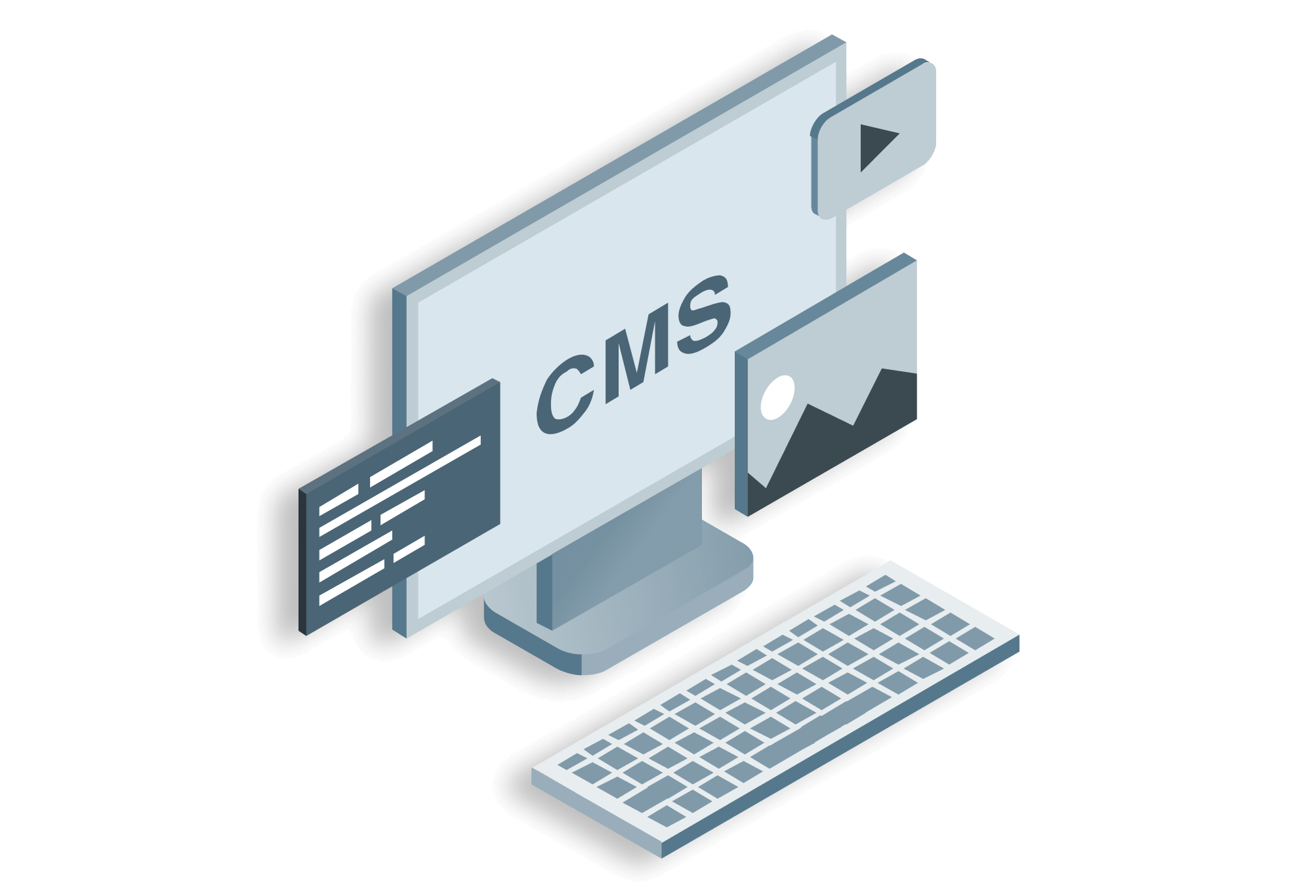 Isometric Illustration Content Management System – GOLDLAND Media GmbH